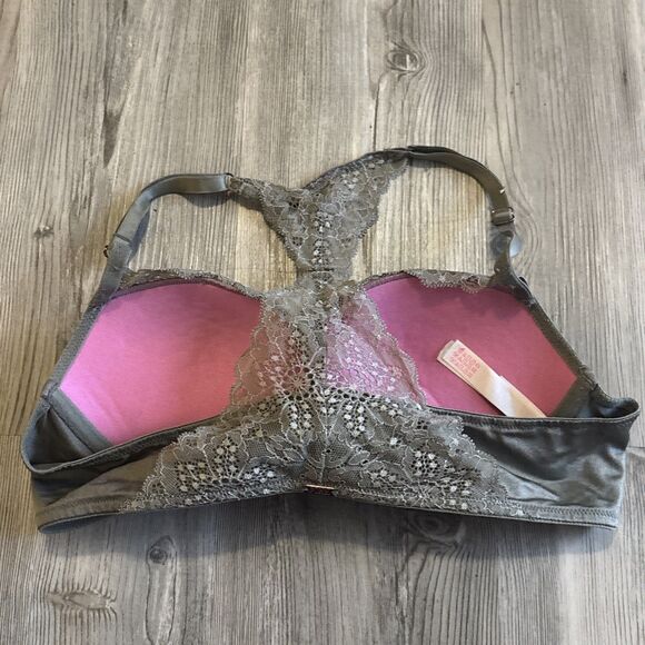 Victoria’s Secret Pink Date Push Up Btw Green With Racer Back Lace Size 36B - Picture 6 of 8